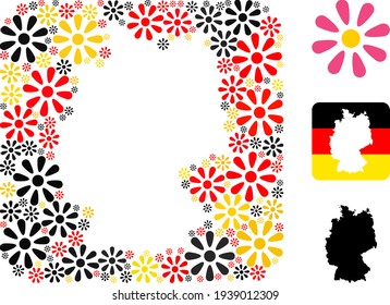 German Map Subtraction Mosaic of Flower Items in German Flag Colors