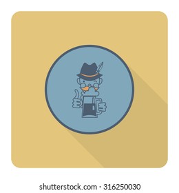 German Men with Beer. Oktoberfest Beer Festival. Long Shadow. Flat design style. Vector