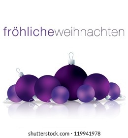 German Merry Christmas bauble card in vector format.