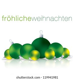 German Merry Christmas bauble card in vector format.