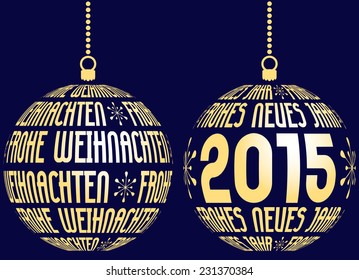 german merry christmas and happy new year on dark blue