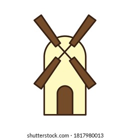 german mill line and fill style icon design, Germany landmark and national theme Vector illustration