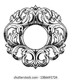 German Mirror-Frame was made in the 18th century, vintage line drawing or engraving illustration.