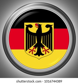 German National Flag in Circle Metall Frame Template with light and shadow effect - Vector Illustration
