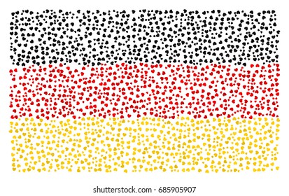 German national flag - the flag of Germany made of small red, black, yellow hearts