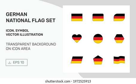 German national flag symbol set. various forms. Transparent background in symbol, icon area. EPS 10
