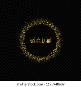 German New Year label. Neues Jahr, Golden confetti label