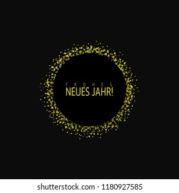German New Year label. Neues Jahr, Golden confetti label