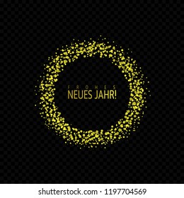 German New Year label. Neues Jahr, Golden confetti label