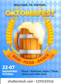 German oktoberfest concept banner. Cartoon illustration of german oktoberfest vector concept banner for web design