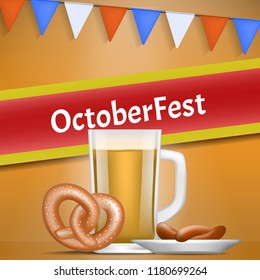 German oktoberfest concept banner. Realistic illustration of german oktoberfest vector concept banner for web design