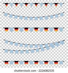 Deutsche Oktoberfest-Flaggen - verschiedene Vektorgrafiken einzeln auf transparentem Hintergrund