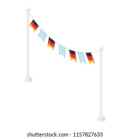 German oktoberfest flags festival icon. Isometric of german oktoberfest flags festival vector icon for web design isolated on white background