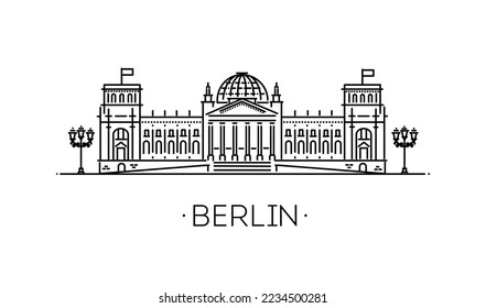 German Parliament, Reichstag. Vector outline illustration