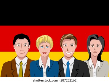 German people front of the flag