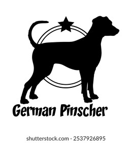 Deutscher Pinscher hund silhouette, hund, hund rassen, logo, vektor, silhouette, logo design, tier, grafik, symbol, zeichen, design, schwarz, symbol, haustier