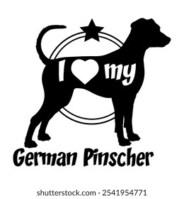 Deutsch Pinscher Hund Silhouette, ich liebe meinen Hund, Hund, Hunderassen, Logo, Vektor, Silhouette, Tier, Illustration, Symbol, Zeichen, schwarz, Haustier,