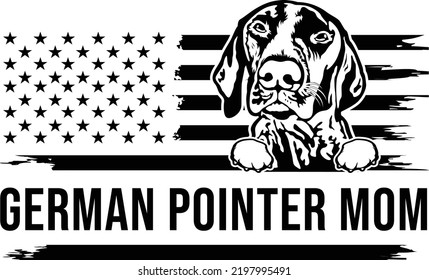 German pointer - Dog owner pet lover EPS flag theme patriotic for MOM