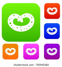 German pretzel set icon in different colors isolated vector illustration. Premium collection