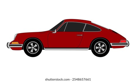 German Retro Sport Coupe Vector Car Speed Classic Icon Power Rear-engine Flat