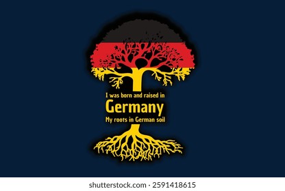 German roots and symbolism: a tree with the German flag, embodying national pride and love for nature	