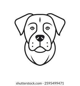 German rottweiler head line art on white background.