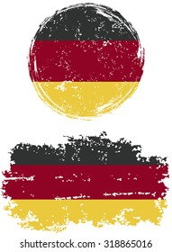 German round and square grunge flags. Vector illustration. Grunge effect can be cleaned easily. 
