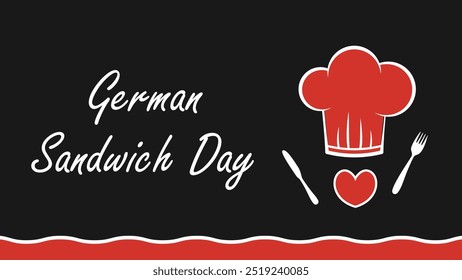 Deutsches Sandwich Day Vektorbanner-Design mit geometrischen Formen und lebendigen Farben auf horizontalem Hintergrund.