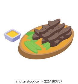 German schnitzel icon isometric vector. Cuisine food. German dish