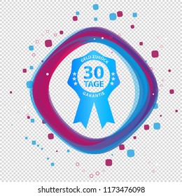 German Seal Badge 30 Days Cash Back Guarantee - Colorful Vector Button - Isolated On Transparent Background