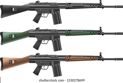 German Semi Automatic Asault rifle, Modern Firearm gun - Vector