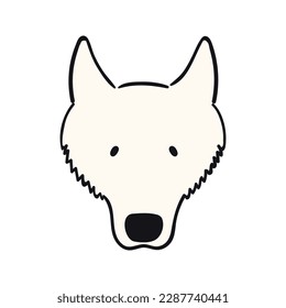 German sheepdog, puppy face cute funny cartoon character illustration. Hand drawn vector, isolated. Line art. Domestic animal logo. Design concept pet food, branding, business, vet, print, poster