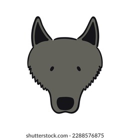 German sheepdog, puppy face cute funny cartoon character illustration. Hand drawn vector, isolated. Line art. Domestic animal logo. Design concept pet food, branding, business, vet, print, poster