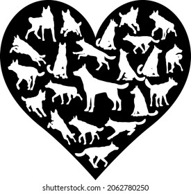 A German Shepard Alsatian Or Similar Dog Heart Silhouette Concept For Someone Who Loves Their Pet