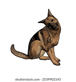 German Shepard dog animal ilustration isolated vector design template 