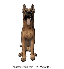 German Shepard dog animal ilustration isolated vector design template 