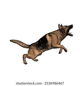 German Shepard dog animal vector ilustration isolated design on white background 