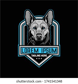 German Shepard dog badge shield animal logo vector template