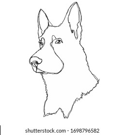 German Shepard Dog Head Line Art Vector Illustration