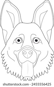 German Sheperd dog easy coloring cartoon vector illustration. Isolated on white background