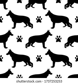 German sheperd dog silhouette seamless pattern wallpaper.