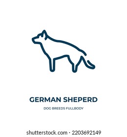 German sheperd icon. Linear vector illustration from dog breeds fullbody collection. Outline german sheperd icon vector. Thin line symbol for use on web and mobile apps, logo, print media.