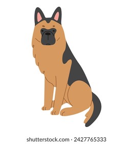 German Shepherd 1 cute on a white background, vector illustration.