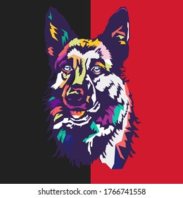 german shepherd animal pop art portrait vector illustration 