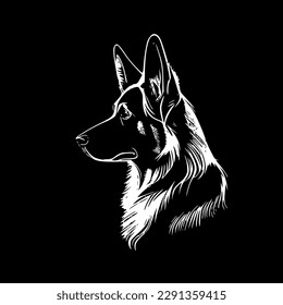 German Shepherd | Black and White Vector illustration