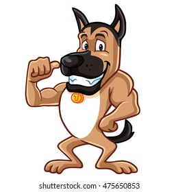 German Shepherd Cartoon Character Design Logo Mascot Vector