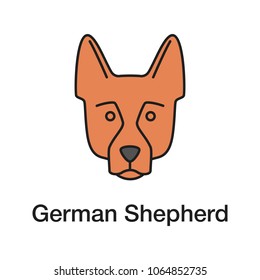 German Shepherd color icon. Alsatian. Guide dog breed. Isolated vector illustration