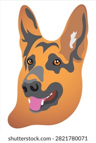 German shepherd color illustration. Vector image