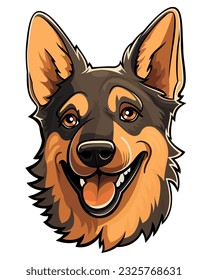 German Shepherd Color Portrait  Vector Illustration