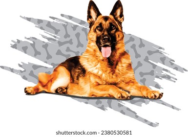 German Shepherd cute dog lying 